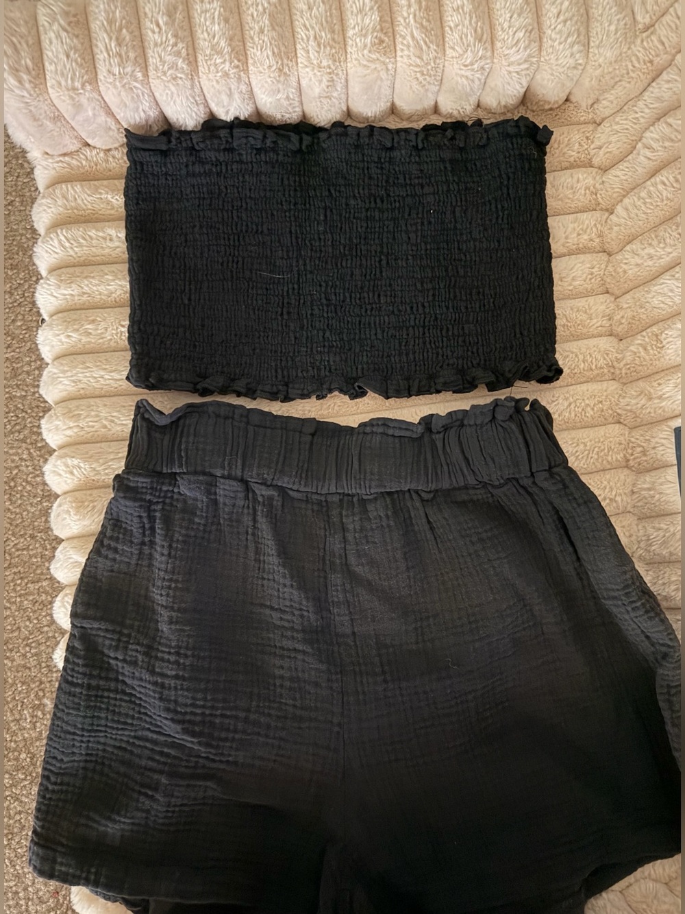 Black Smocked Tube Top & Shorts